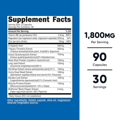Nutricost Testosterone Support Complex (90 Capsules) -1800mg Per Serving