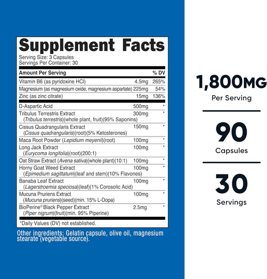 Nutricost Testosterone Support Complex (90 Capsules) -1800mg Per Serving